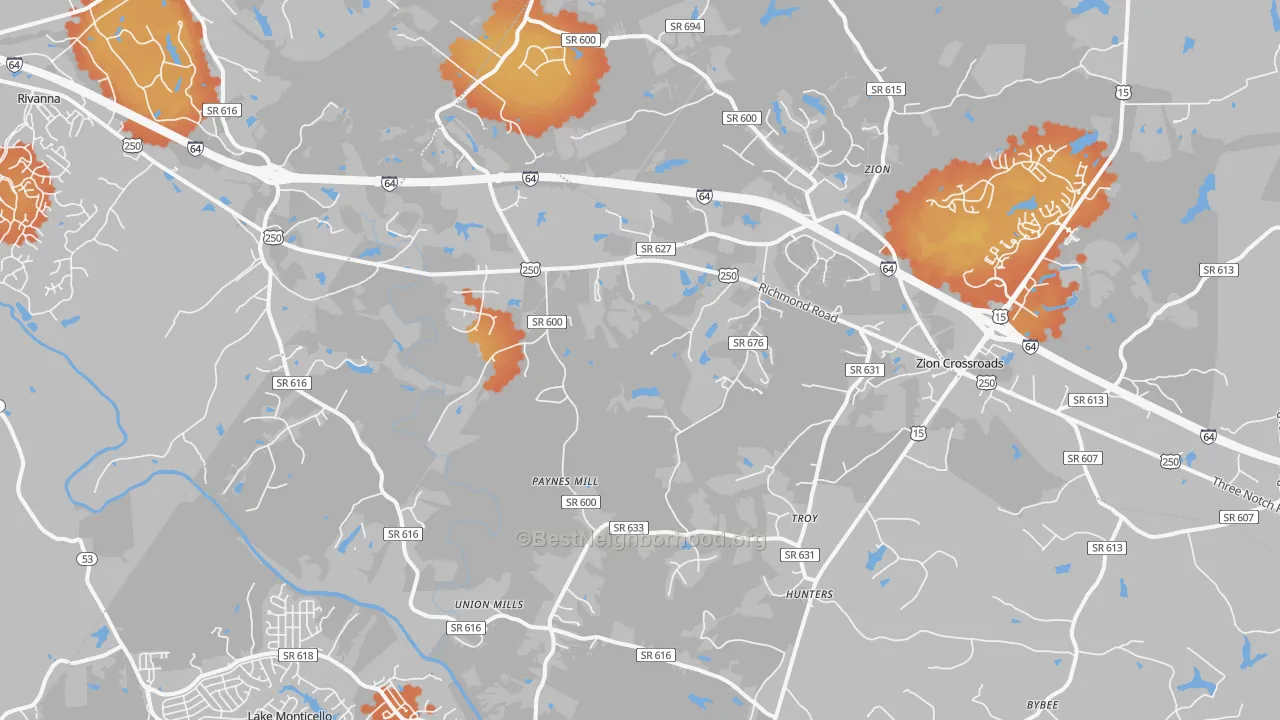 Bike Grade map of Troy, VA