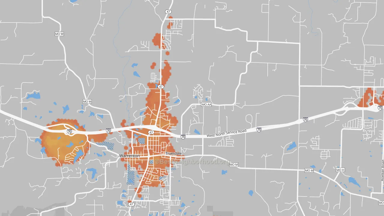 Bike Grade map of Truesdale, MO