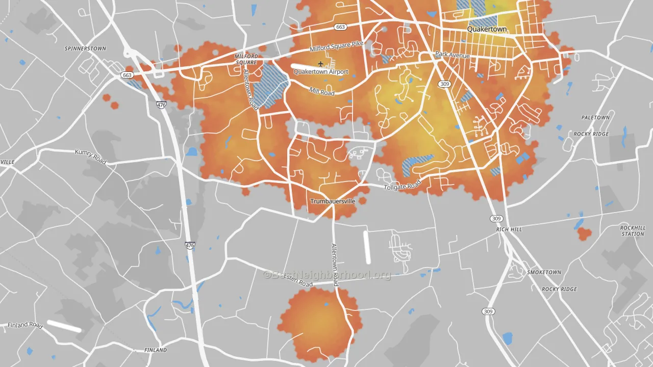 Bike Grade map of Trumbauersville, PA