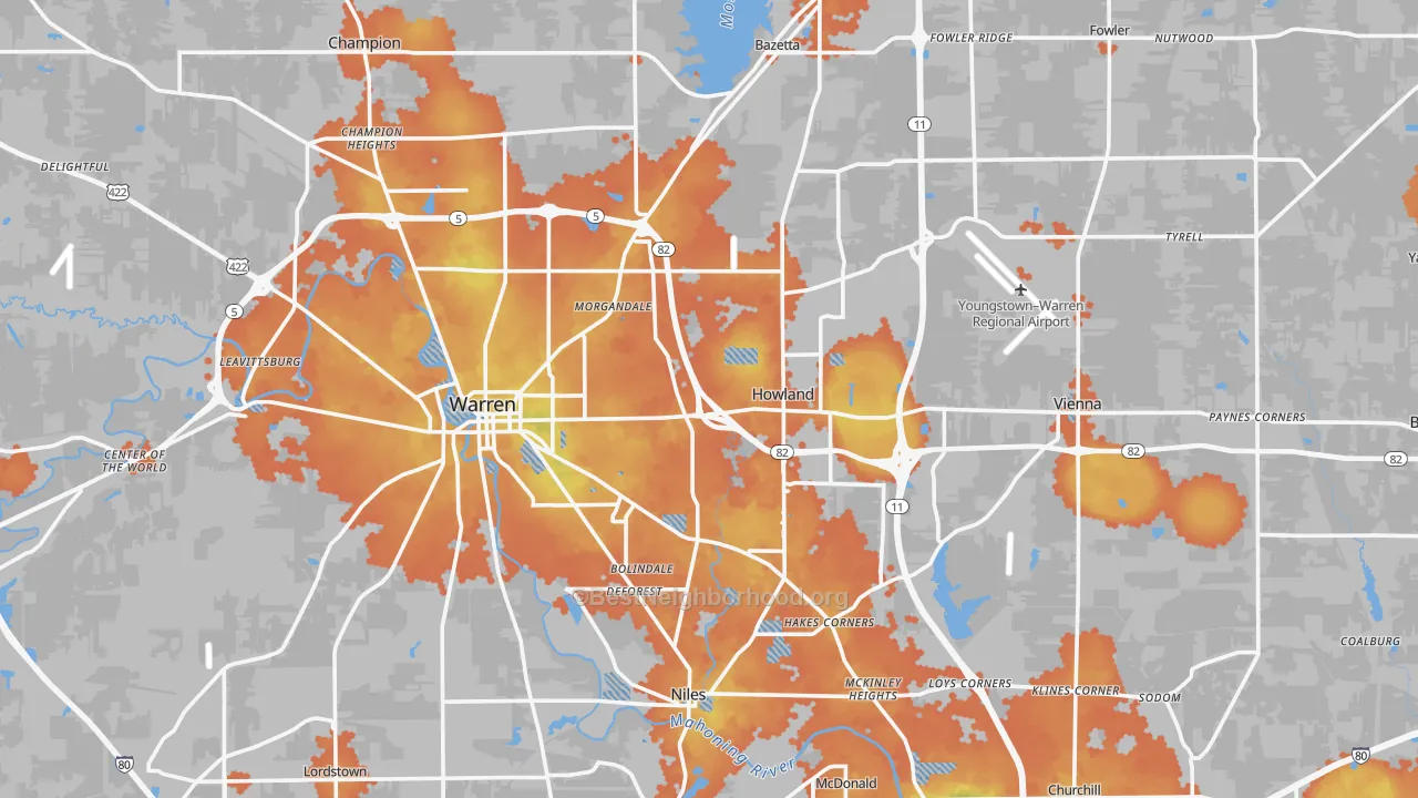 Bike Grade map of Trumbull County, OH