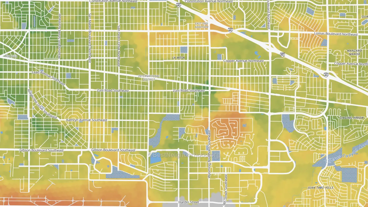 Bike Grade map of Trumbull Village, Albuquerque, NM