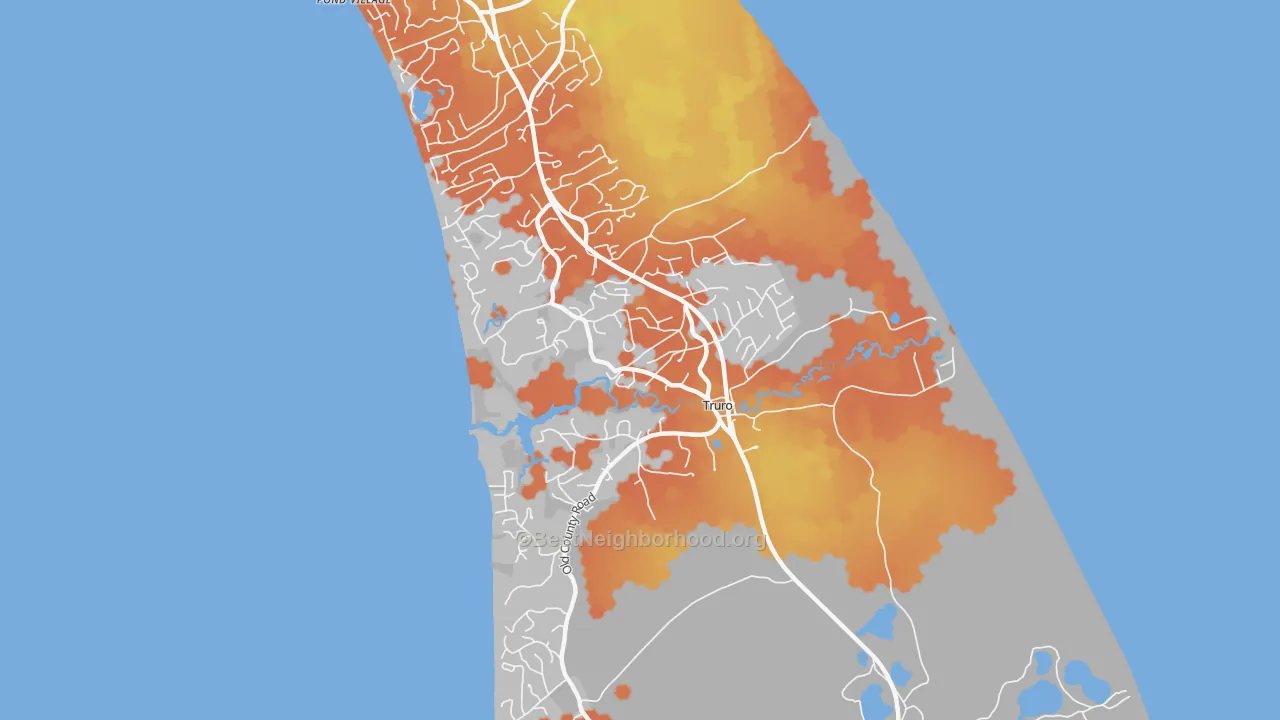 Bike Grade map of Truro, MA