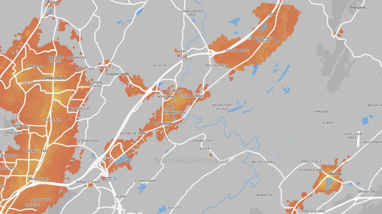 Bike Grade map of Trussville, AL