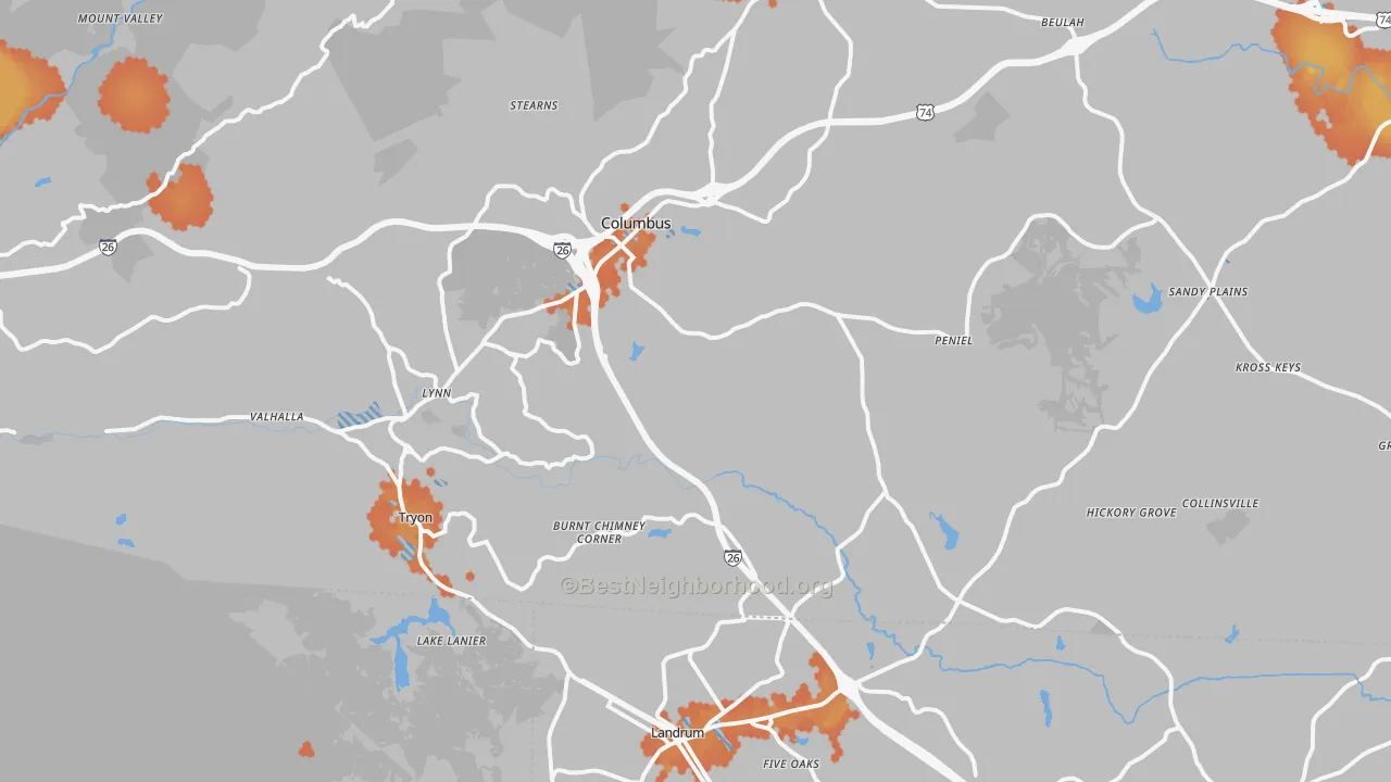 Bike Grade map of Tryon, NC
