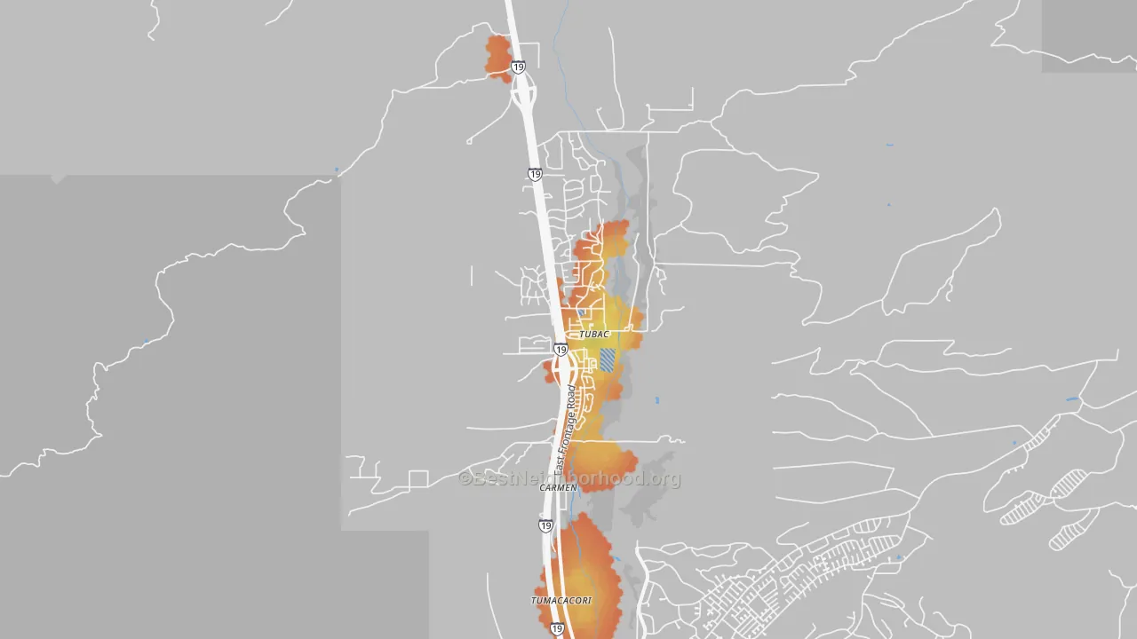 Bike Grade map of Tubac, AZ