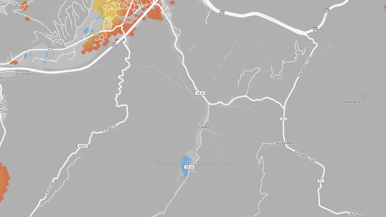 Bike Grade map of Tuckahoe, WV
