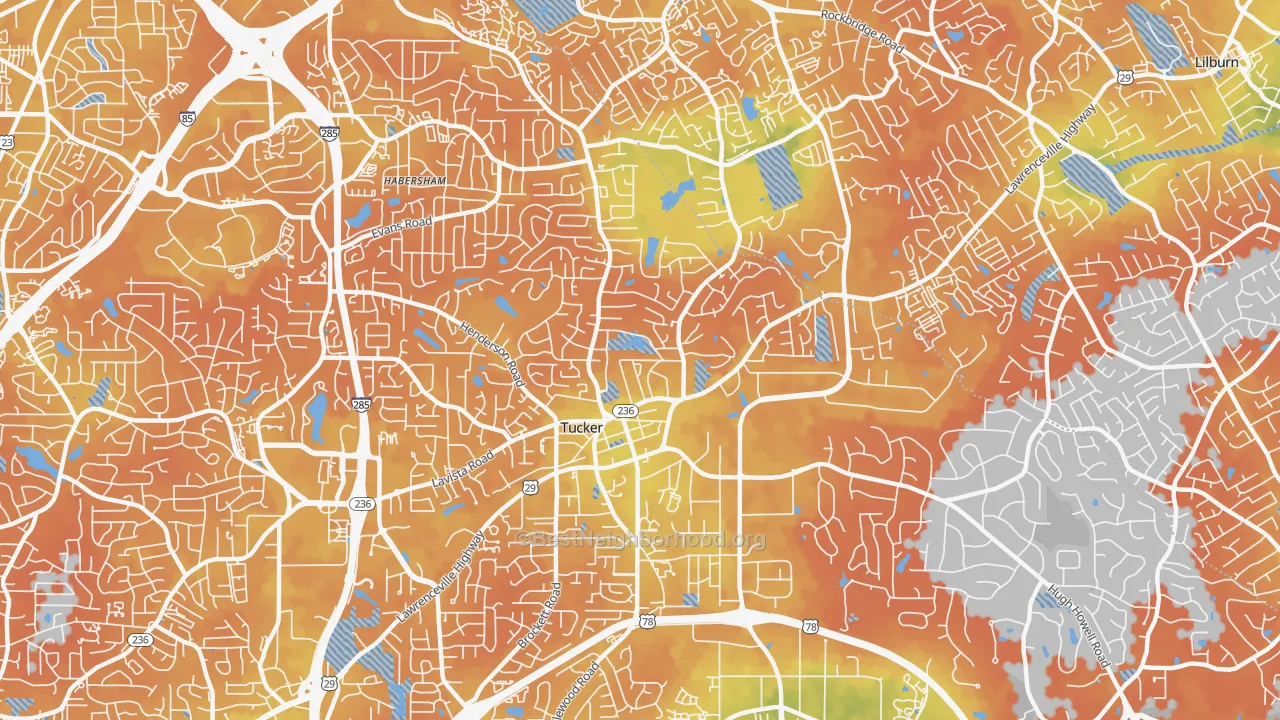 Bike Grade map of Tucker, GA