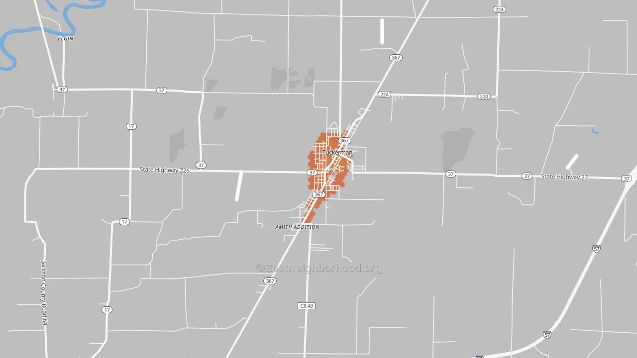 Bike Grade map of Tuckerman, AR