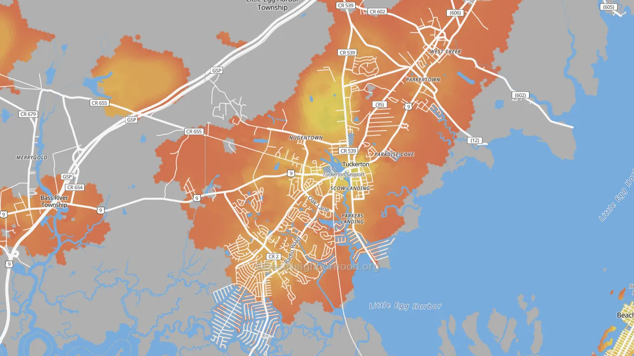 Bike Grade map of Tuckerton, NJ