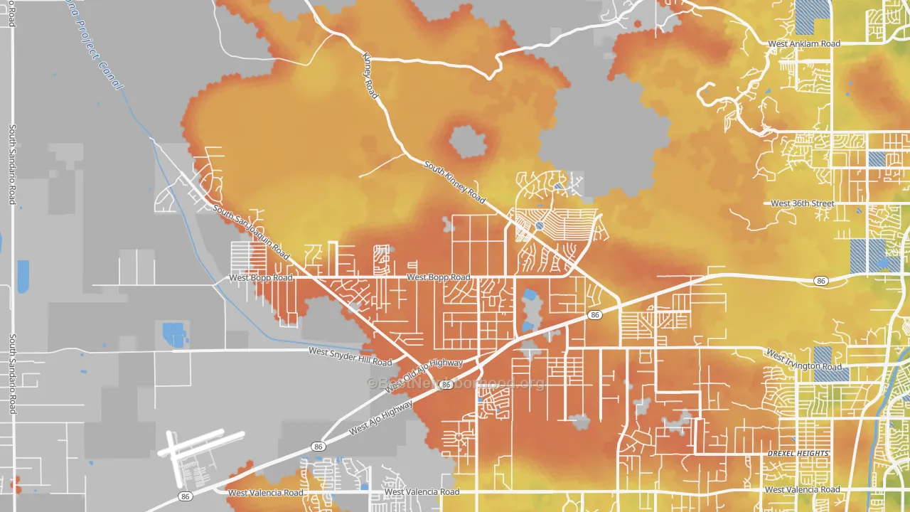Bike Grade map of Tucson Estates, AZ