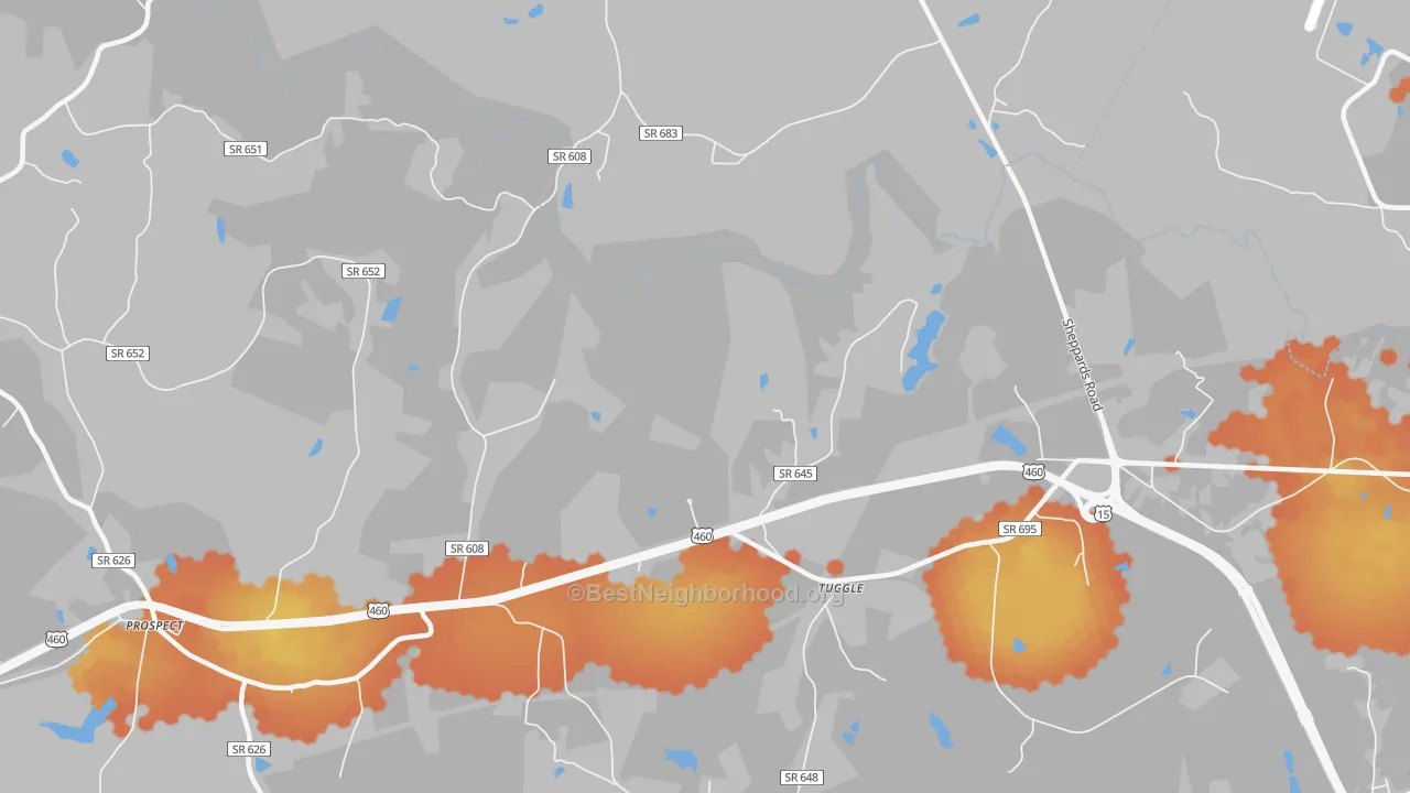 Bike Grade map of Tuggle, VA