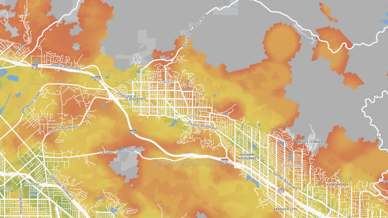 Bike Grade map of Tujunga, CA