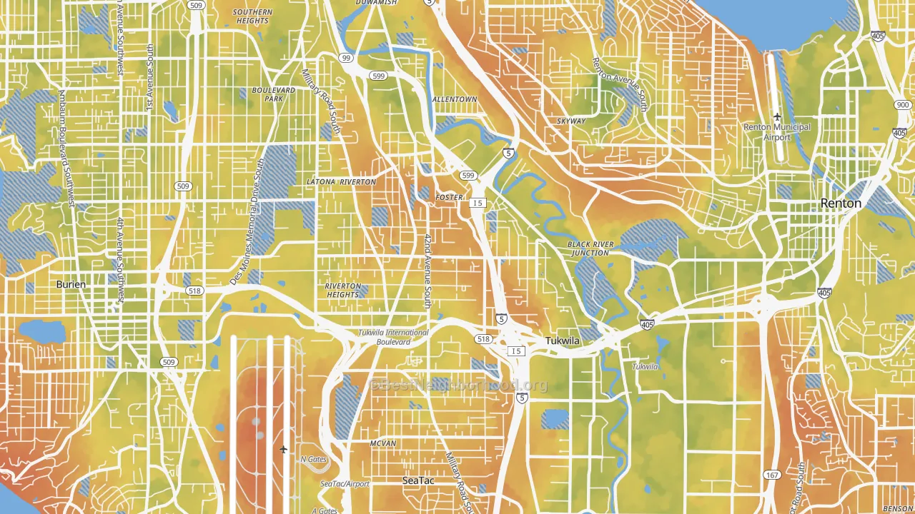 Bike Grade map of Tukwila, WA