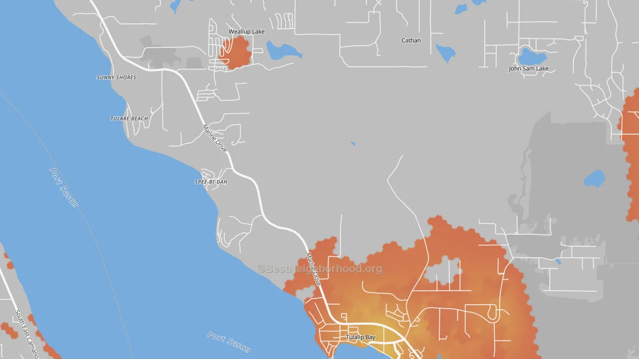 Bike Grade map of Tulalip, WA