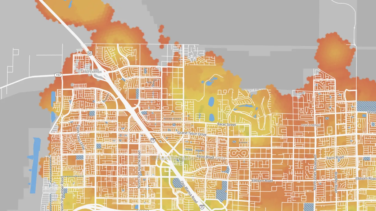 Bike Grade map of Tule Springs, Las Vegas, NV