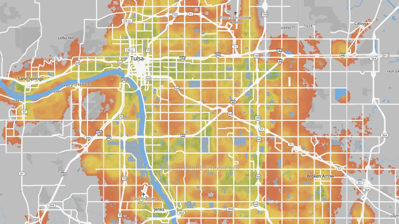 Bike Grade map of Tulsa, OK