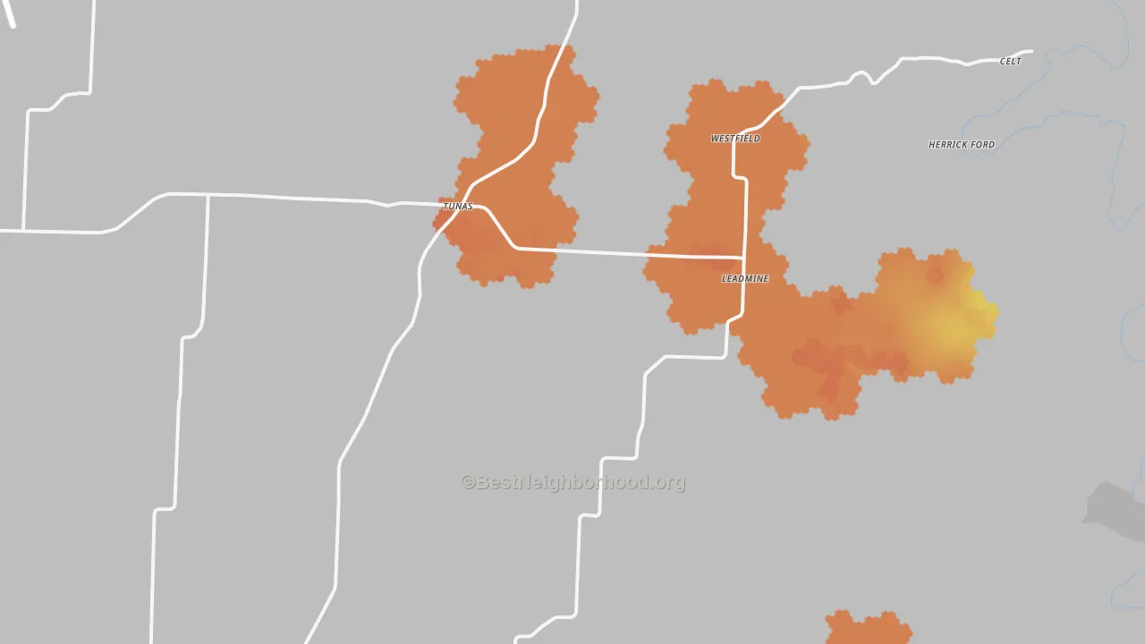 Bike Grade map of Tunas, MO