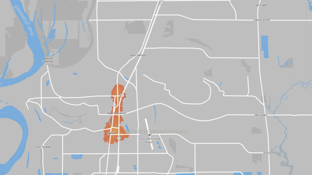 Bike Grade map of Tunica County, MS
