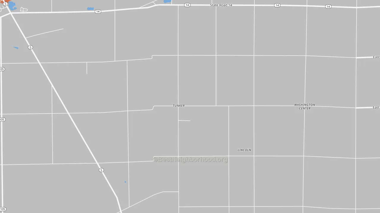 Bike Grade map of Tunker, IN