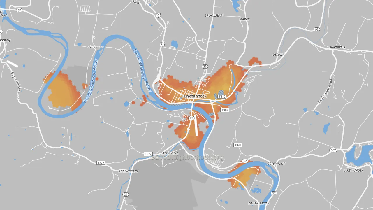 Bike Grade map of Tunkhannock, PA