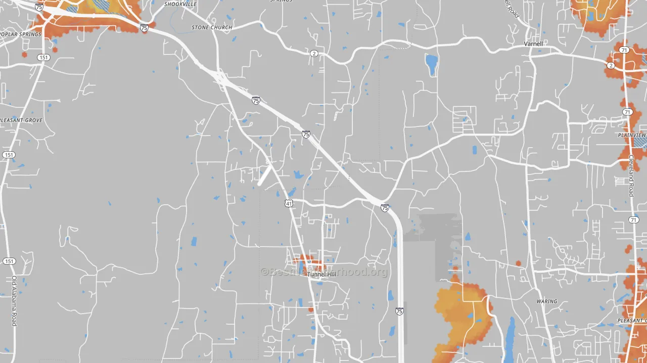 Bike Grade map of Tunnel Hill, GA