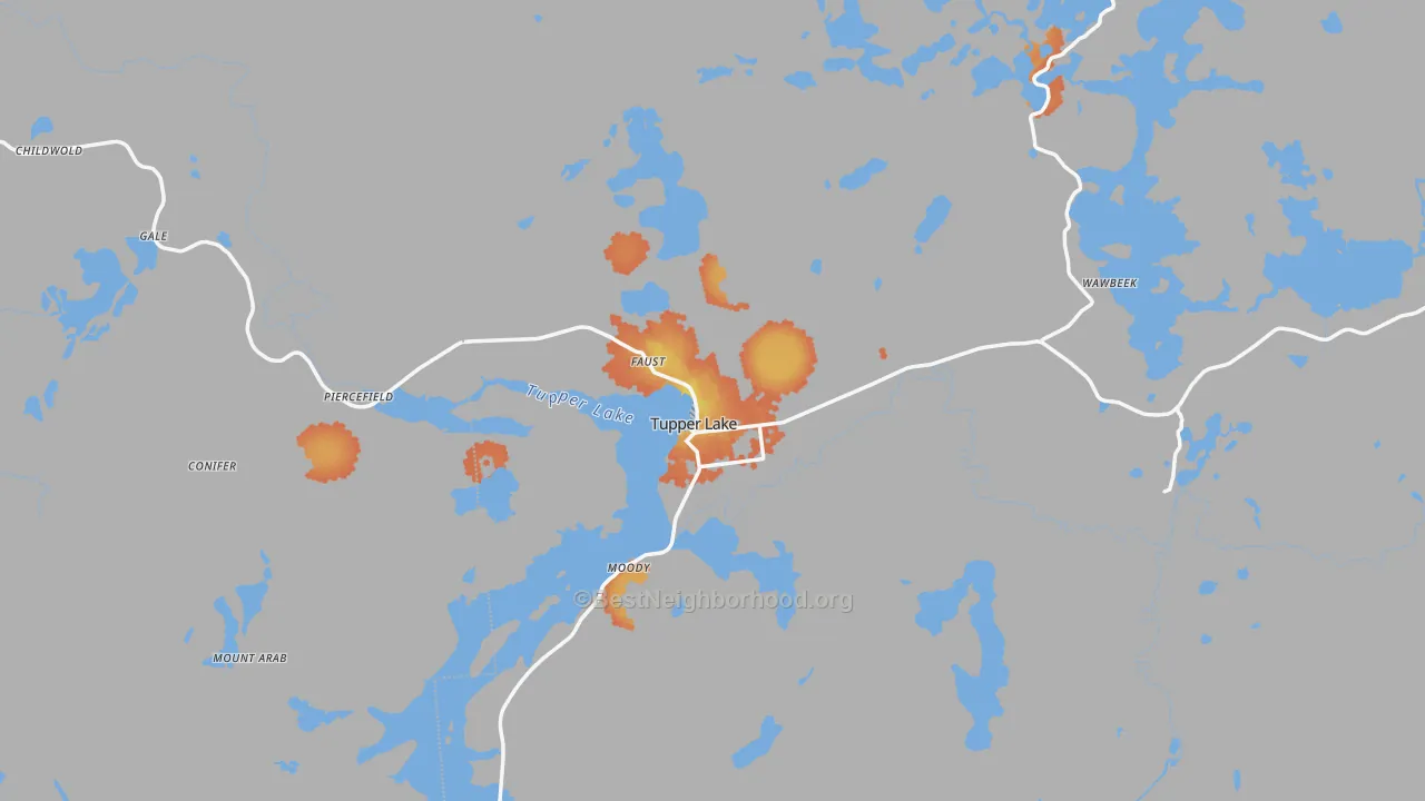 Bike Grade map of Tupper Lake, NY