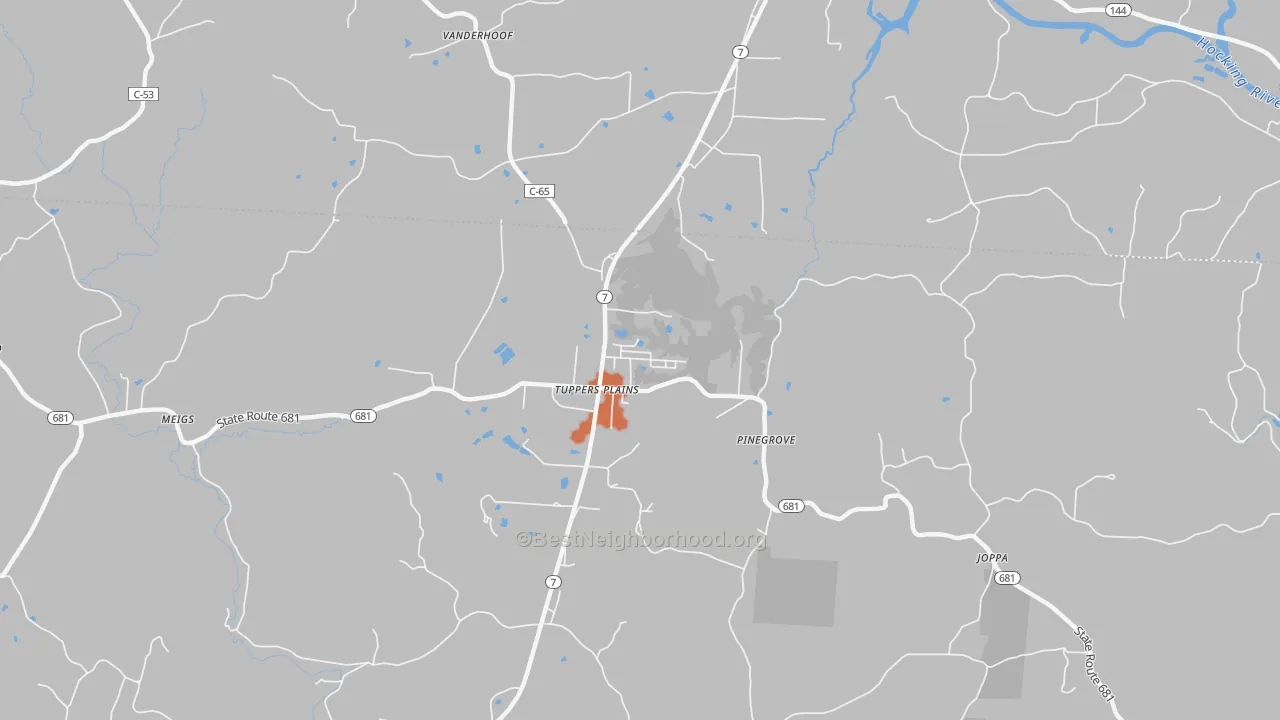 Bike Grade map of Tuppers Plains, OH