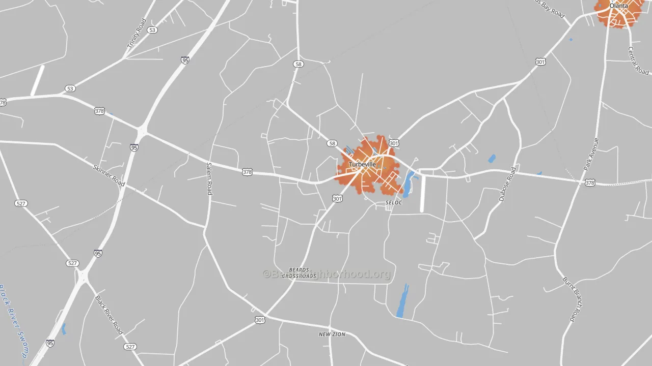 Bike Grade map of Turbeville, SC