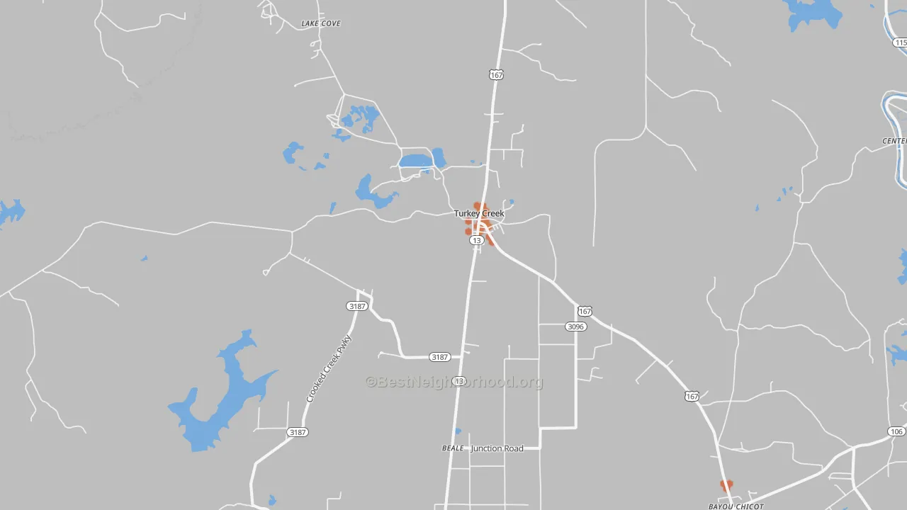 Bike Grade map of Turkey Creek, LA