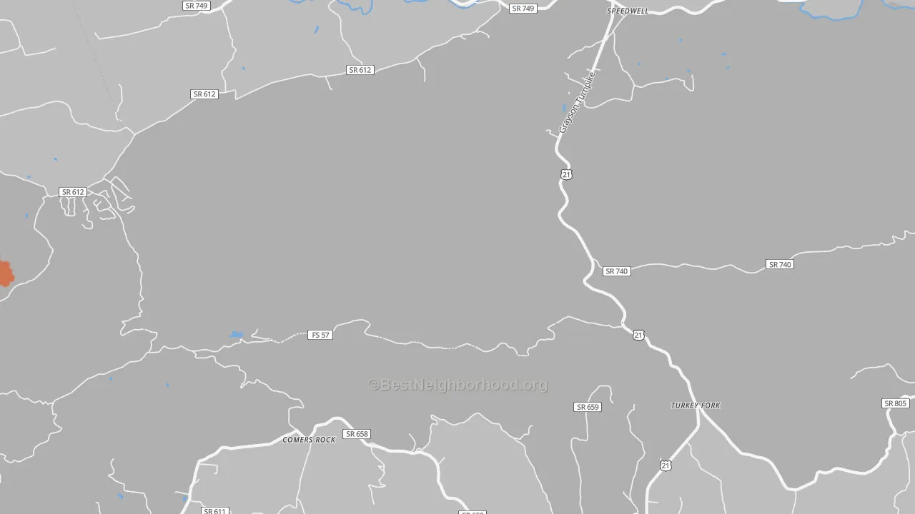 Bike Grade map of Turkey Fork, VA