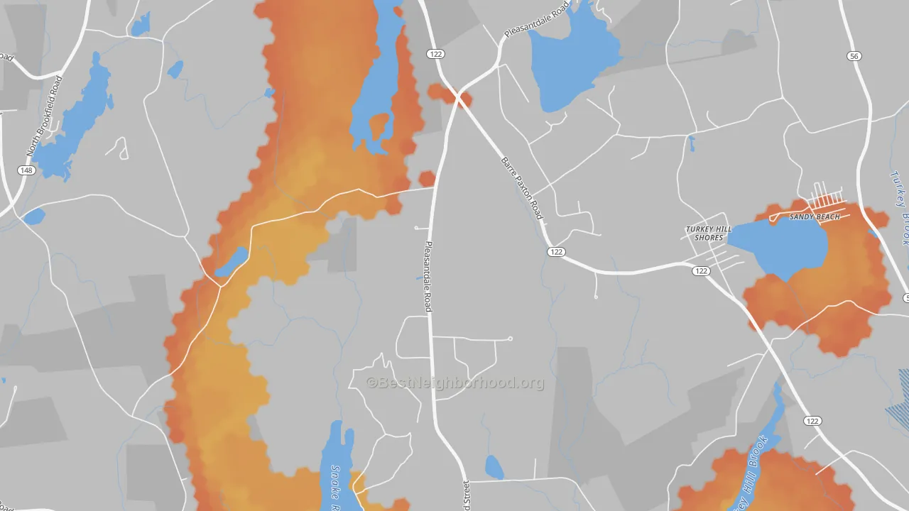 Bike Grade map of Turkey Hill Shores, MA