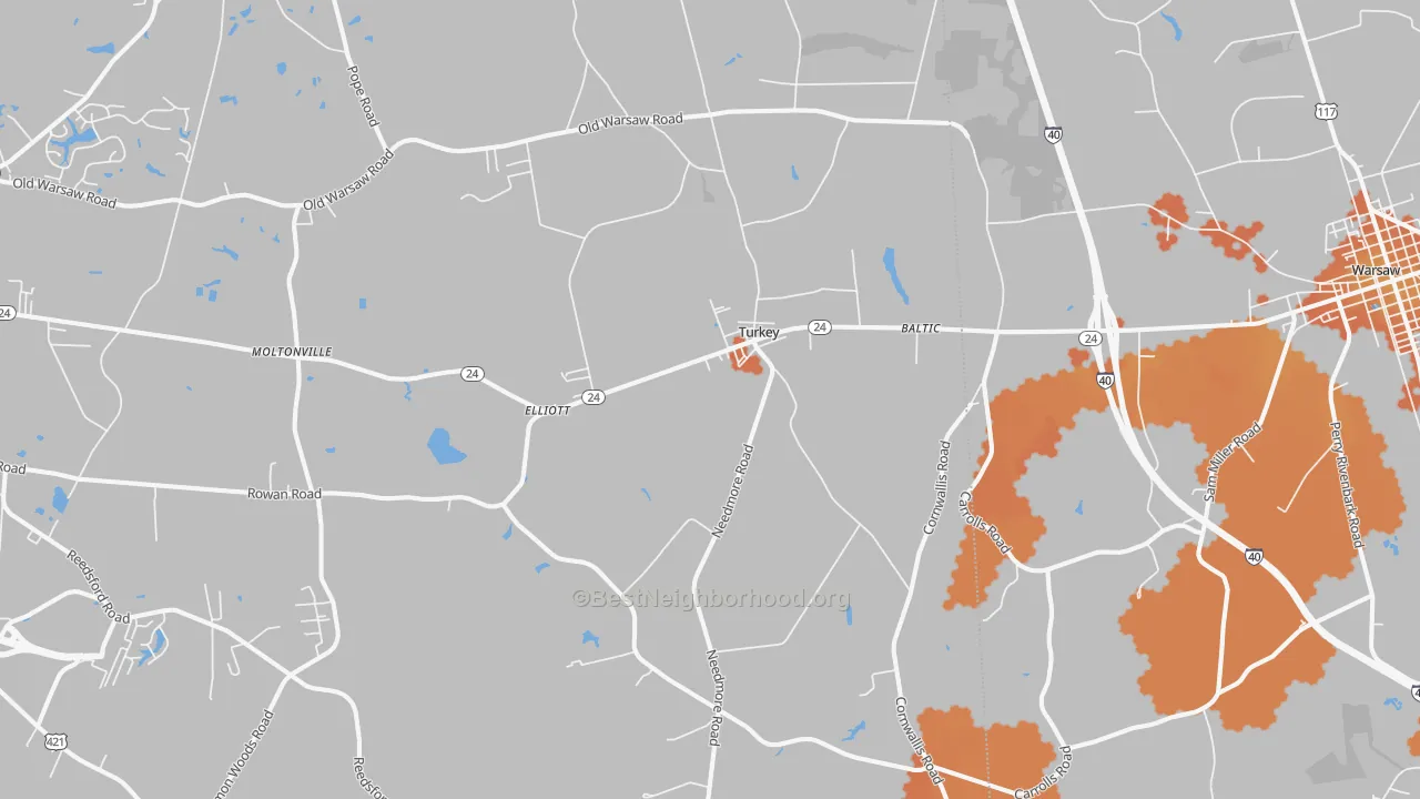 Bike Grade map of Turkey, NC