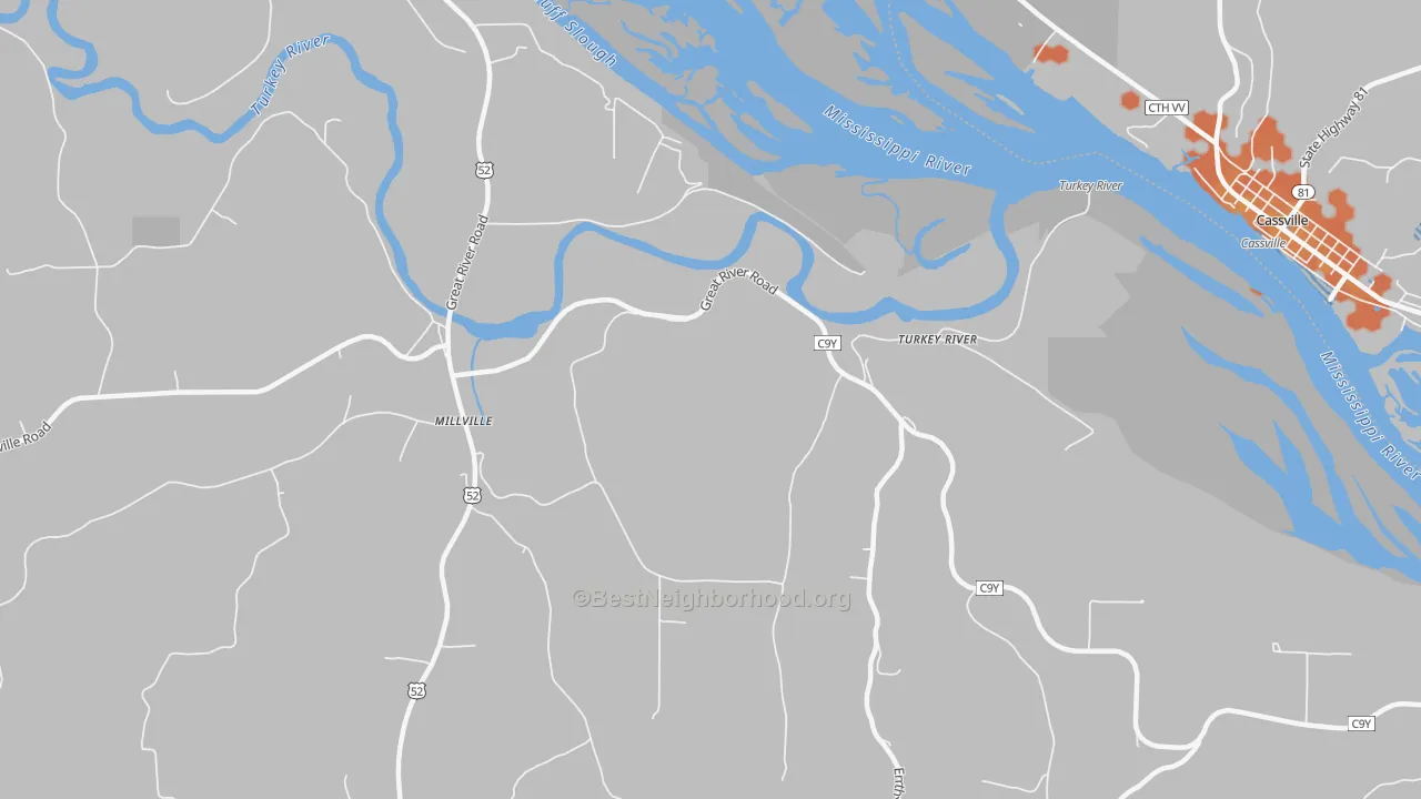 Bike Grade map of Turkey River, IA