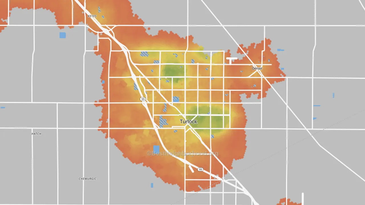 Bike Grade map of Turlock, CA