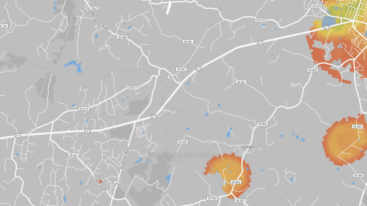 Bike Grade map of Turnbull, VA
