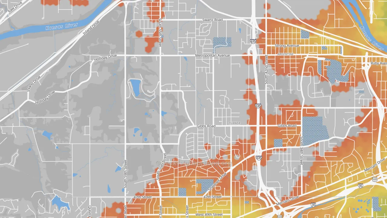 Bike Grade map of Turner, Kansas City, KS