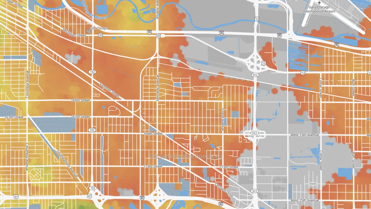Bike Grade map of Turner-Meyn Park, Hammond, IN