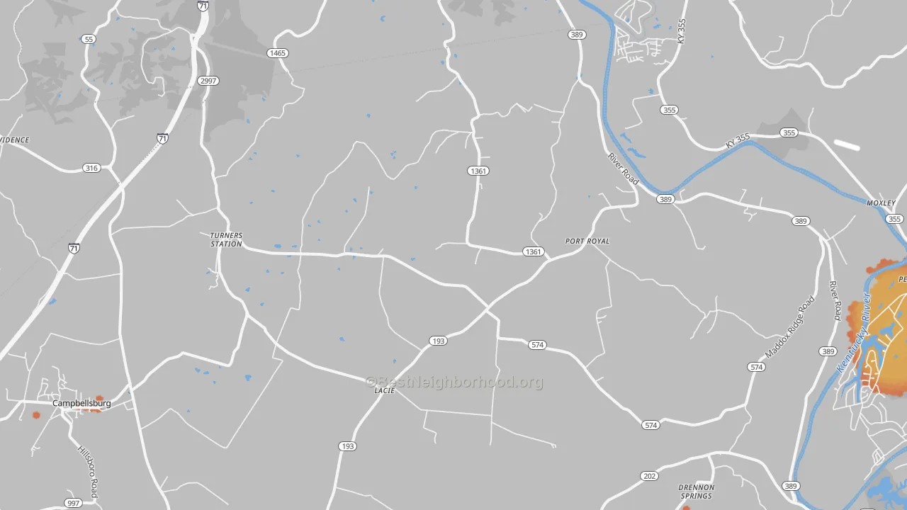 Bike Grade map of Turners Station, KY