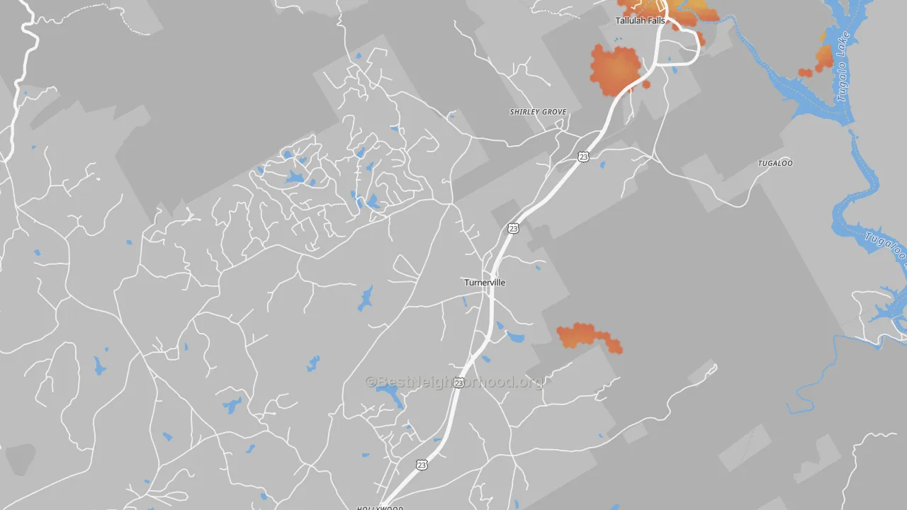 Bike Grade map of Turnerville, GA