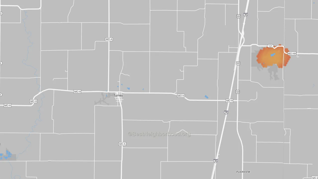 Bike Grade map of Turney, MO