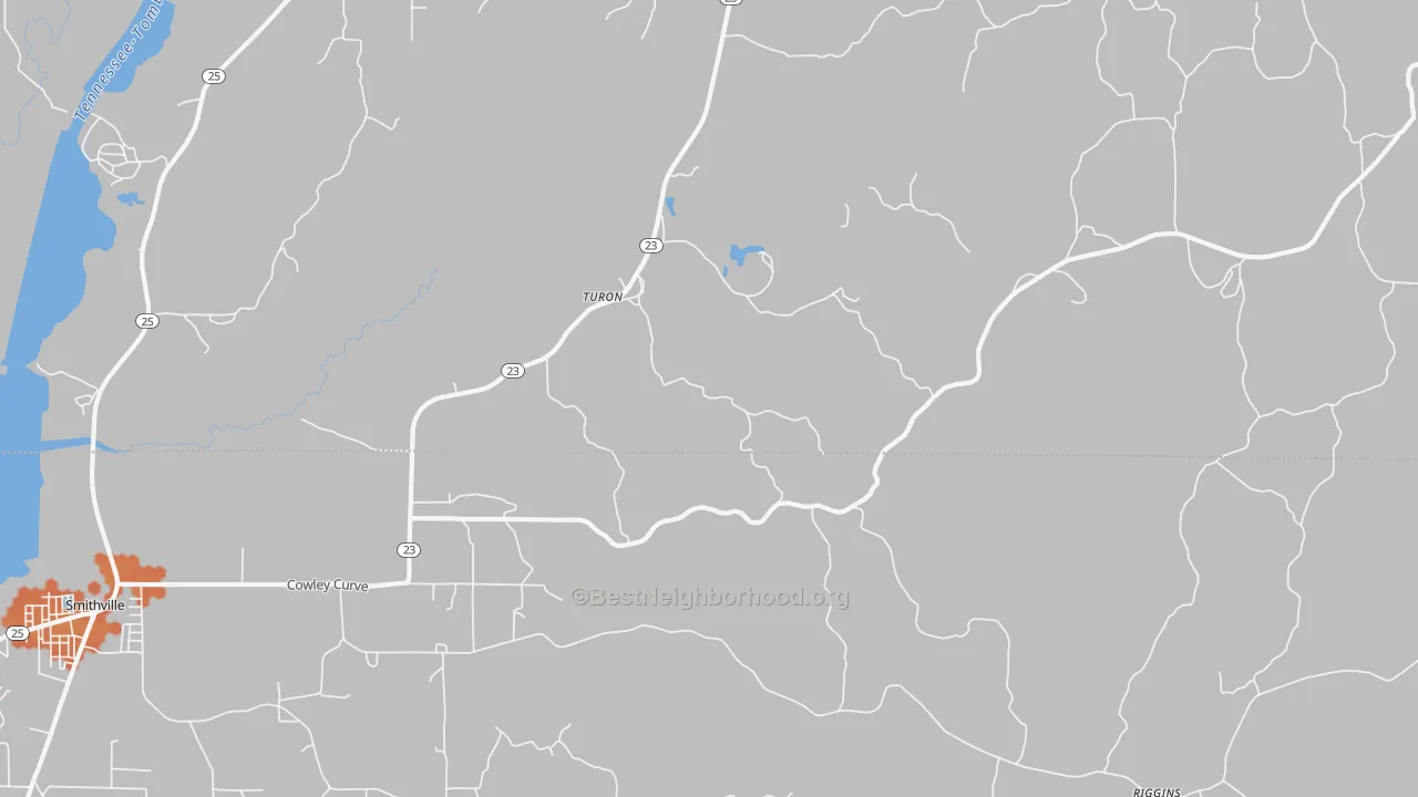 Bike Grade map of Turon, MS