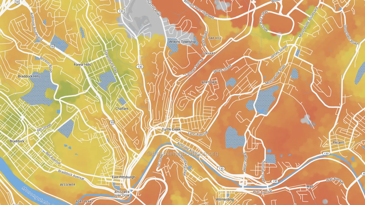 Bike Grade map of Turtle Creek, PA