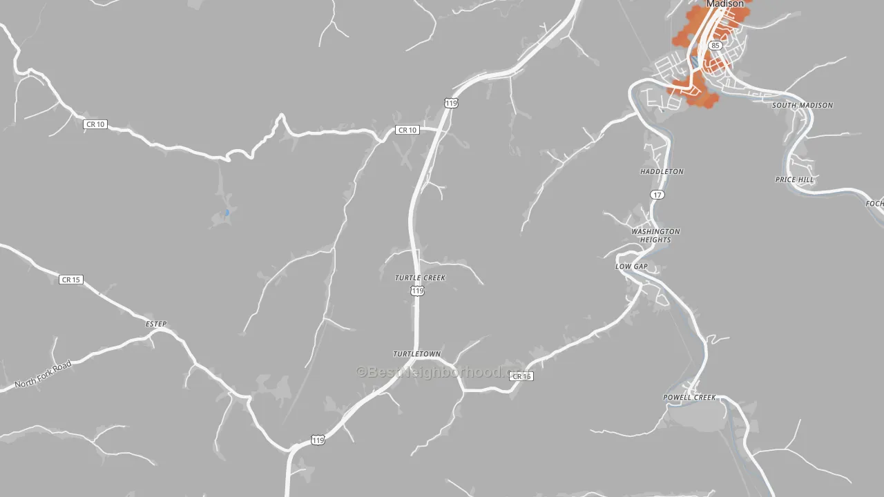 Bike Grade map of Turtle Creek, WV