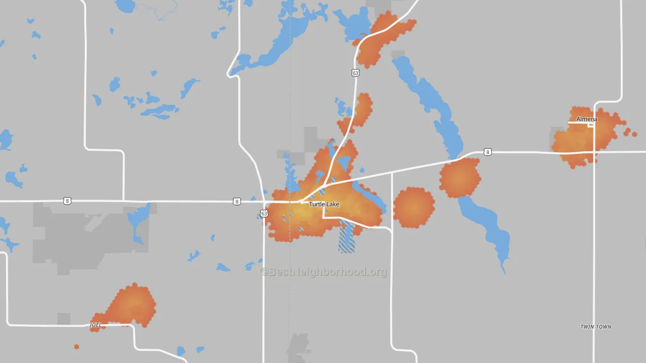 Bike Grade map of Turtle Lake, WI