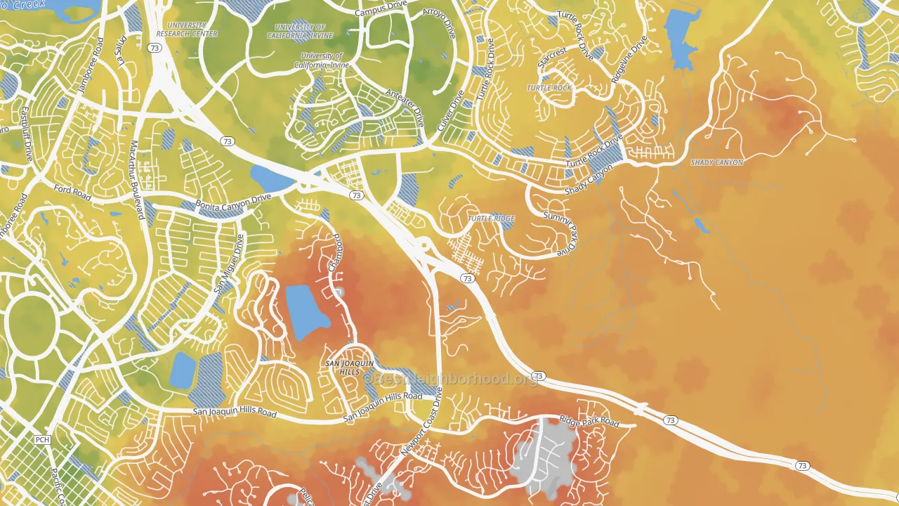 Bike Grade map of Turtle Ridge, Irvine, CA