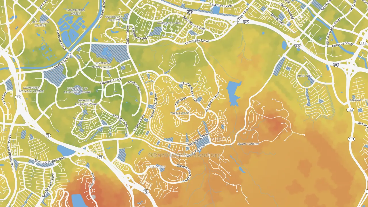 Bike Grade map of Turtle Rock, Irvine, CA