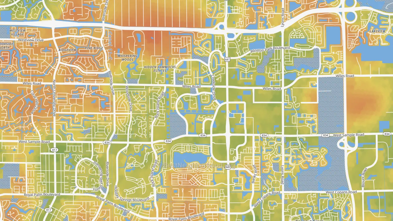 Bike Grade map of Turtle Run, Coral Springs, FL