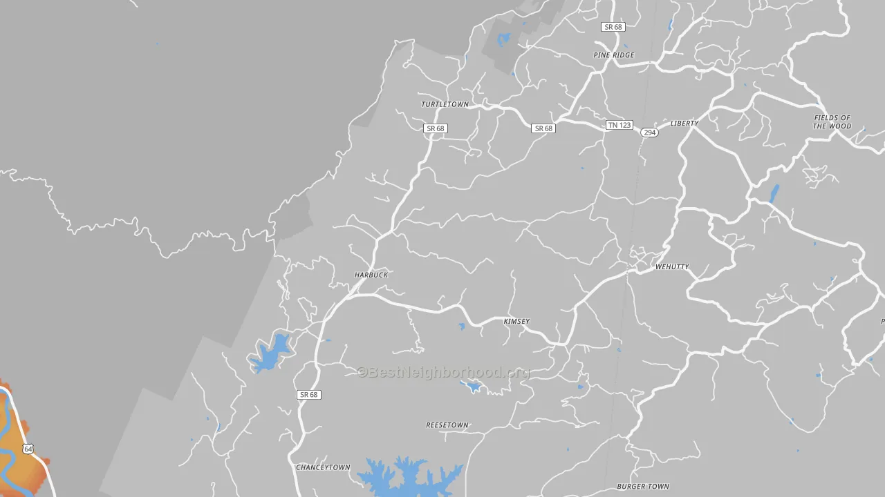 Bike Grade map of Turtletown, TN