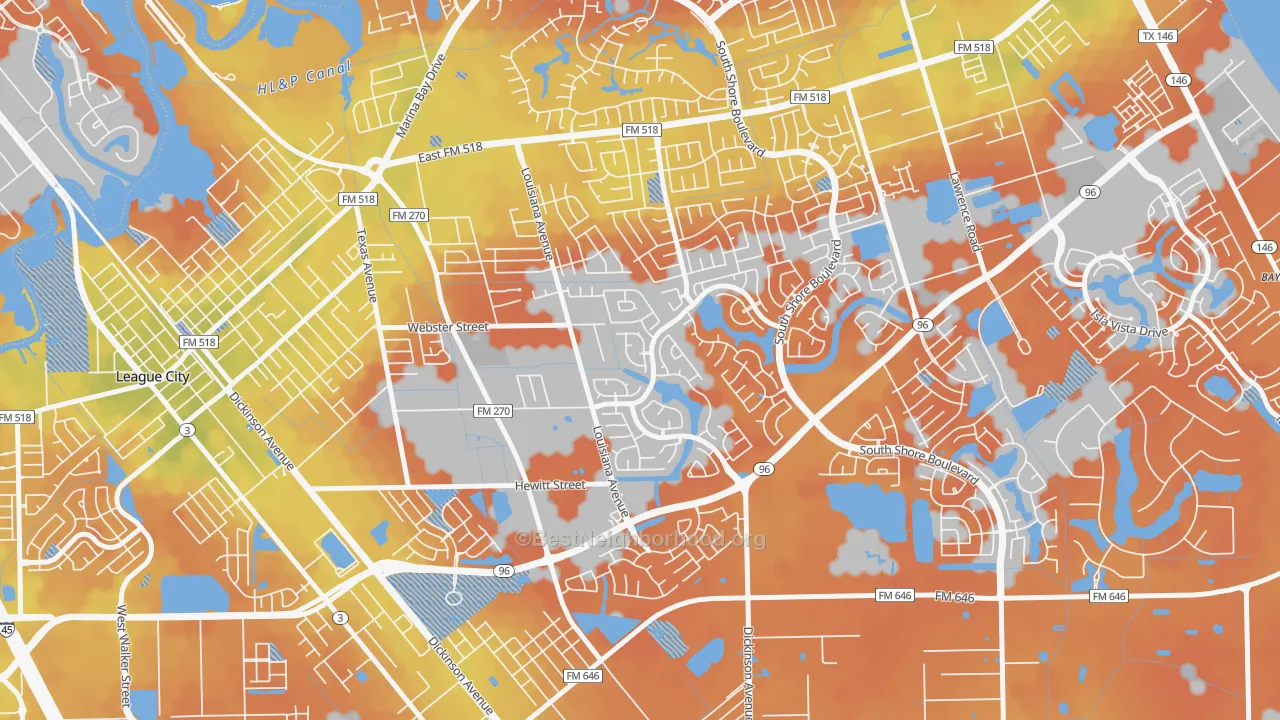 Bike Grade map of Tuscan Lakes, League City, TX