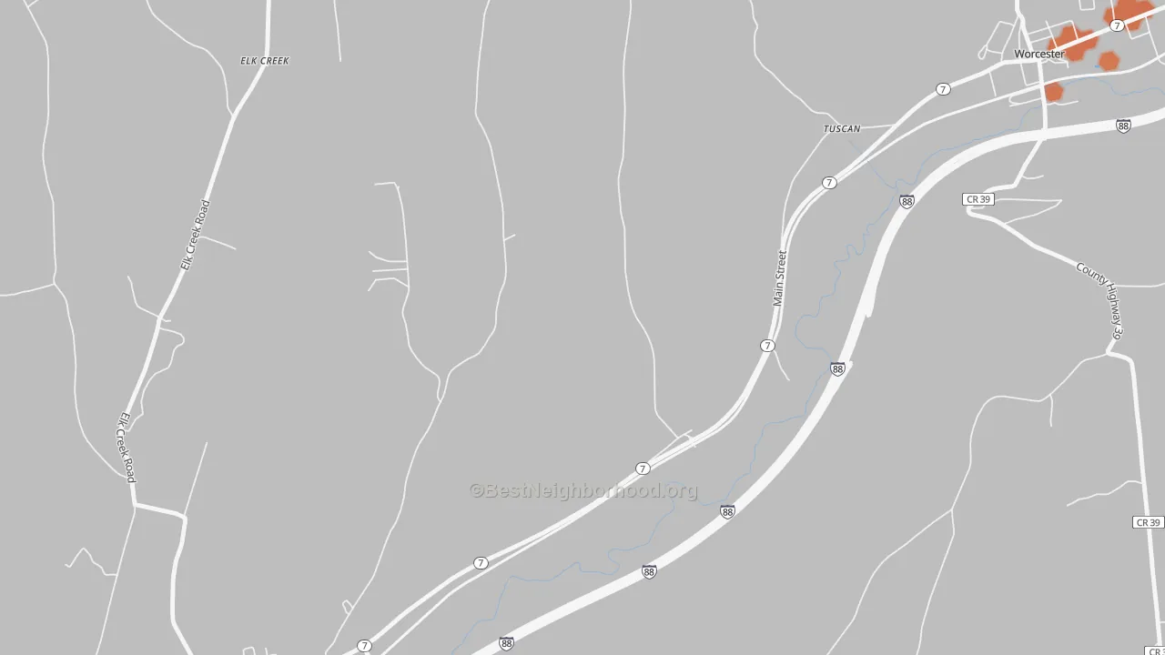 Bike Grade map of Tuscan, NY